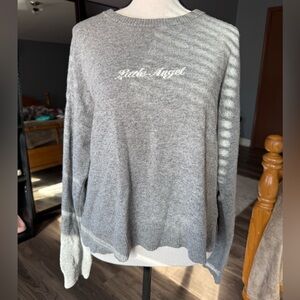 Subdued Grey "Little Angel" Sweater-Wool & Cashmere Blend Angel Wings Back